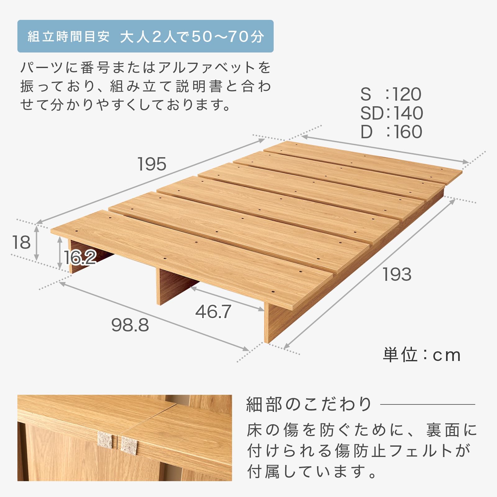 Amazon｜NEO CRASY ボードベッド セミダブル グレー すのこ ローベッド